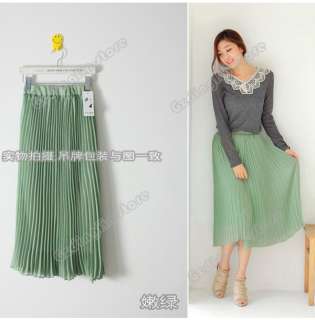   Pleated Wave Chiffon Maxi Long Skirt Beach Dress 8 Colors #481  