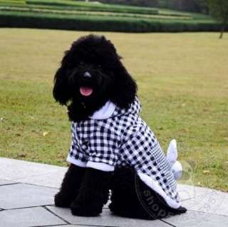   and white checkered hoodie rabbit dog clothes pet clothes thickening
