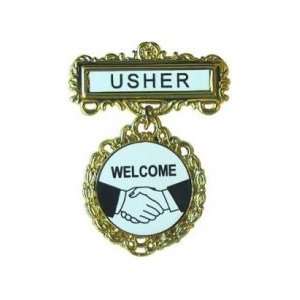  Badge Usher Welcome Pin Back Fancy Round Brass Everything 