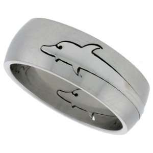 Surgical Stainless Steel 5/16 in. (8mm) Dome Band w/ Dolphin Cut Outs 