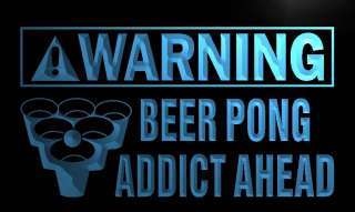 m875 b Warning Beer Pong Addict Ahead Neon Light Sign  