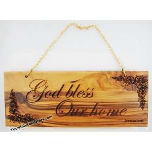   Wood God Bless Our Home Wall Plaque From Israel 