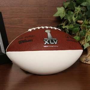  Wilson Super Bowl XLV White Brown Full Size Autograph 