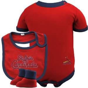   Cardinals Infant Red Baseball Bib & Booties Set