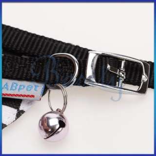 Black White Checked Pet Dog Bandana Bell Collar Scarf Neckerchief S 