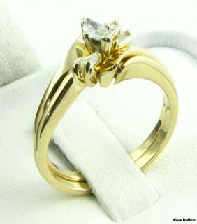   Marquise Diamond Engagement Ring & Wedding Band Set   14k Yellow Gold