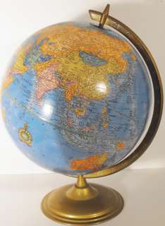 Vintage 12 Crams Imperial World Globe w/ Round Metal Base USSR  