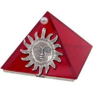    2 inch Art Glass Pyramid Box Sun Ruby (each)