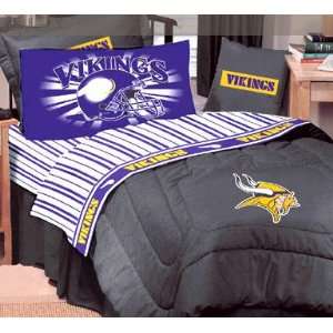 Minnesota Vikings Black Denim Twin Size Comforter and Sheet Set 