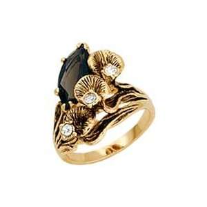 Womens Nature Smoky Quartz Swarovski Crystal Gold Tone Ring, Size 5 