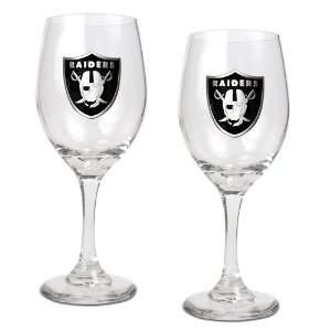  Oakland Raiders 2 Piece NFL Wine Glass Set Kitchen 