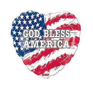  God Bless America Heart American Flag 18 Balloon Mylar 