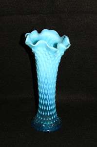 Diamond Point Blue Opal Vase Carnival Super Pretty  