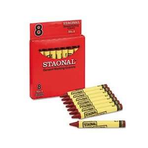  Staonal Marking Crayons, Red, 8/Box