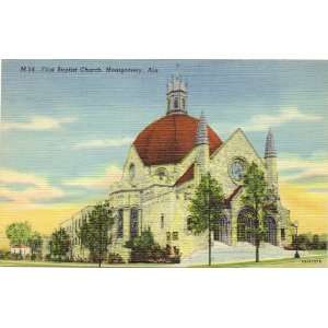  1940s Vintage Postcard First Baptist Church Montgomery 