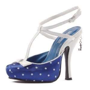  Womens Blue and White Polka Dot High Heel Shoes   Size 11 