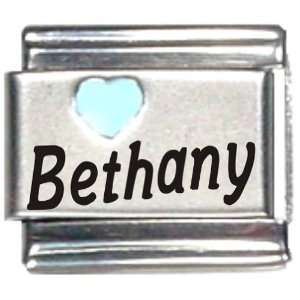  Bethany Light Blue Heart Laser Name Italian Charm Link 
