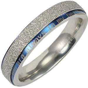  Steel Blue and Sparkle Silver You are always in my heart 4mm Band 