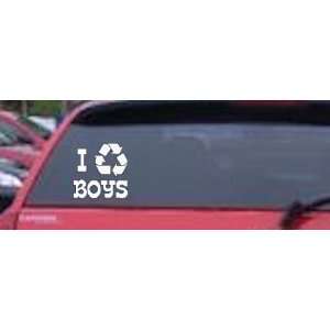 White 16in X 16.0in    I Recycle Boys Funny Car Window Wall Laptop 