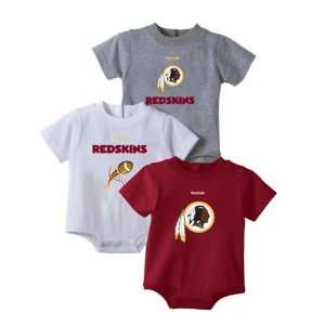 NEWBORN Baby Infant Washington Redskins 3 Pack Onesies  
