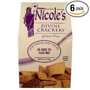 Nicoles Divine Crackers Be Sure to Flax Me, 5 Ounce Packages (Pack of 