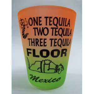  Mexico Tequila Neon Orange/Neon Green Shot Glass Kitchen 