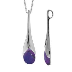  Boma Sterling Silver Purple Turquoise Drop Necklace, 18 