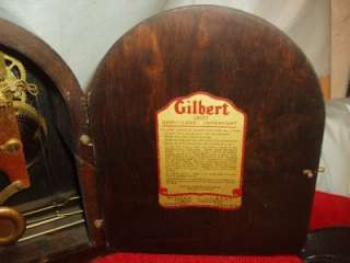 ANTIQUE GILBERT 8 DAY MANTLE CLOCK WITH BIM BAM CHIME  