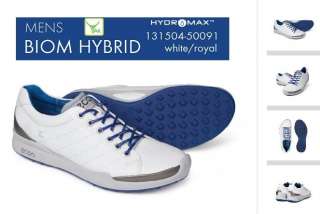 Brand New ECCO Biom Hybrid MENS Golf Shoes White Royal US 10   10.5 
