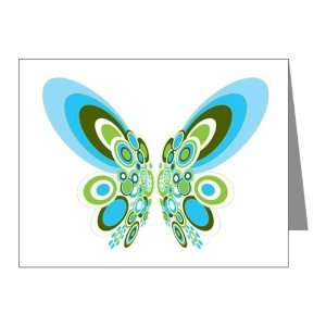  Note Cards (20 Pack) Retro Blue Butterfly 