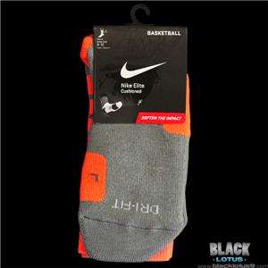   Nike Platinum Elite Basketball Crew Socks Grey/Team Orange size Large