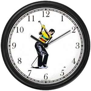  Golfer Preparing to Tee Off   Golf Theme Wall Clock by 