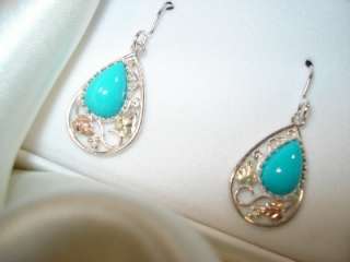 BLACK HILLS GOLD/silver genuine Turquoise Earrings  