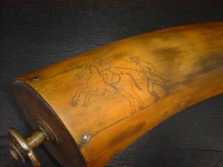   Powder Horn Flask Revolutionary War Horses & black powder gun  