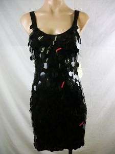 New Womens KENSIE Black Large Sequin Knit Dress Sm FLAW  