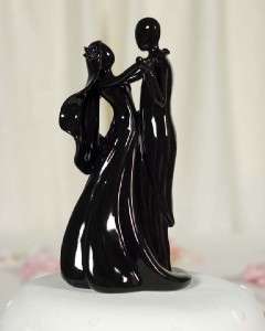 Silhouette of Love Wedding Cake Topper Black Porcelain  