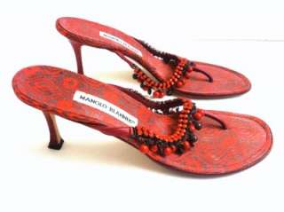 Manolo Blahnik Red Size 41/11 Beaded Sandals  