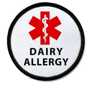 DAIRY ALLERGY Red Medical Alert 3 inch Black Rim Sew on Patch