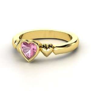 My Heart Beats for You Ring, Heart Pink Tourmaline 14K Yellow Gold 
