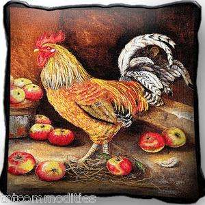 English Cockerel Rooster Tapestry Pillow by Alexandra Churchill 