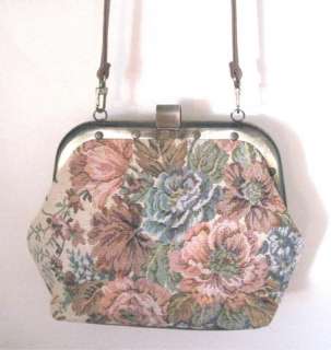 FLORAL TAPESTRY w Flat Bottom SHOULDER BAG/Purse/Handbag~EXCL  