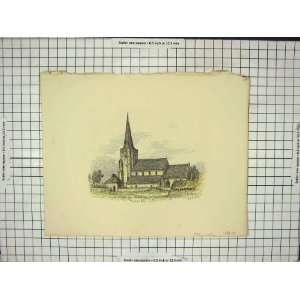  Taring Church Gravekeeper Haystack Antique Print