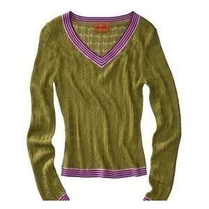  Missoni for Target Womens Green V neck Zig Zag Sweater 