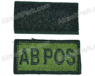 Military Embroidered Blood Type AB POS Velcro Patch Olive Drab  
