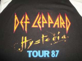 Def Leppard Vtg Concert Tour T Shirt 50 50% Poly Jersey L Hysteria 