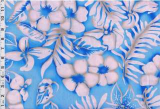 Blue Background Hawaiian print 100% cotton Fabric  