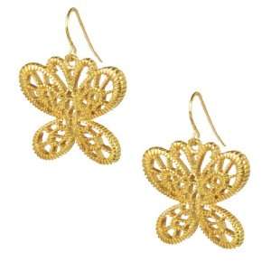  Gold Tone Butterfly Cast Metal Earrings Jewelry
