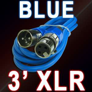 3pin ft foot BLUE XLR MALE TO FEMALE MIC MICROPHONE patch snake CABLE 