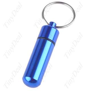 Blue Aluminum Pill Shaped Keychain Drug Holder FOTHPS02  