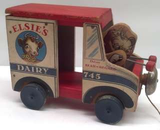   Pull Toy Elsies Dairy Delivery Truck No. 745 Bordens Milk  